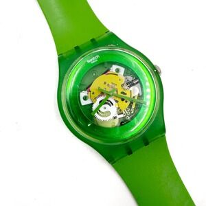 Swatch SR1130SW Watch *NEEDS BATTERY Green Skeleton Swiss Automatic Transparent